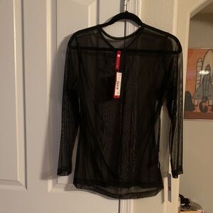 IC COLLECTION Sheer Black Long Sleeve Blouse